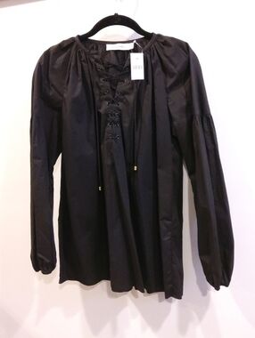 ALTUZARRA💥New💥Black Lace-Up Long Sleeve Women's Top